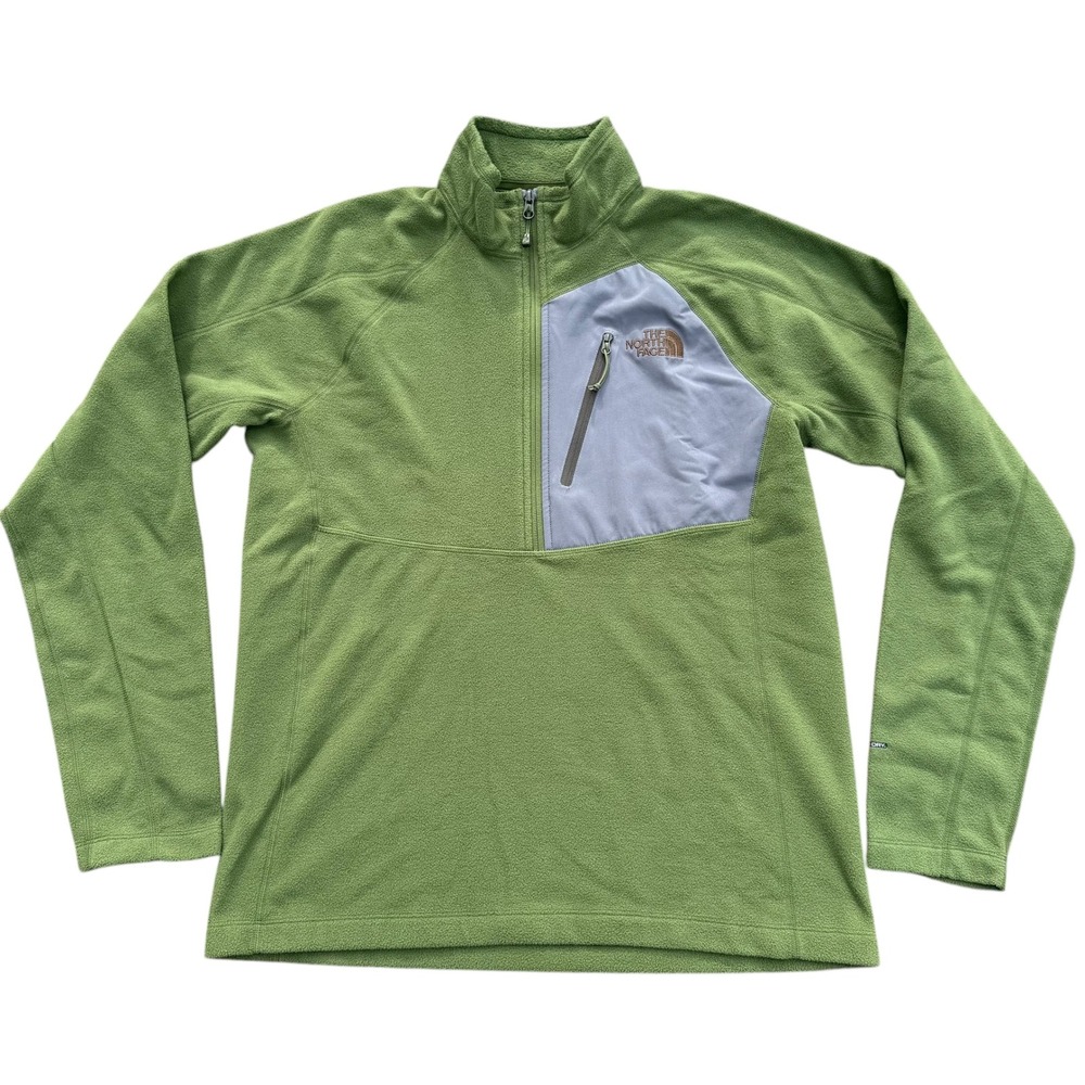 The North Face Mens Fleece Pullover Jacket Green Quarter Zip Size M‎